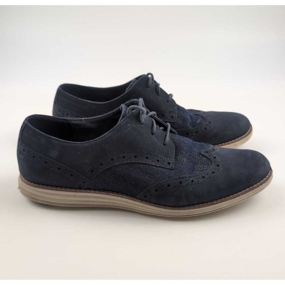 Cole Haan ZeroGrand Mens 11B Narrow Navy Blue Suede Wingtip Oxford Shoes W07108